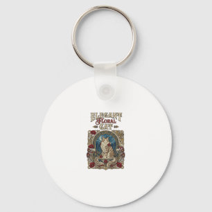 Porte-clés Chat élégant floral Art Nouveau vintage vecteur