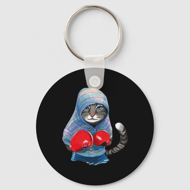 Porte-clés Chat En Costume De Boxe (Recto)