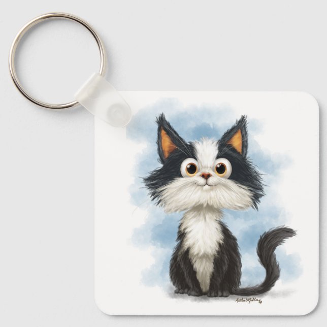 Porte-clés Chat en smoking de dessin animé mignon (Recto)