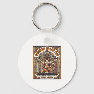 Porte-clés Chat en Verre Cathédrale Vintage
