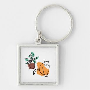 Porte-clés Chat et le plante