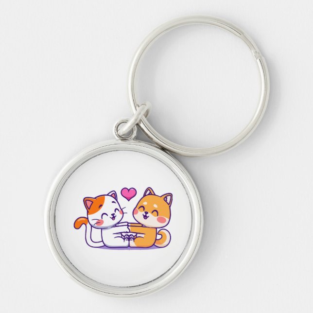 Porte-clés Chat et Shiba Inu (Devant)
