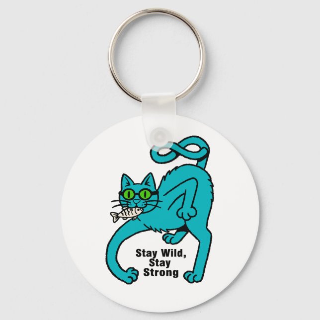 Porte-clés Chat Expressif Excentrique (Recto)