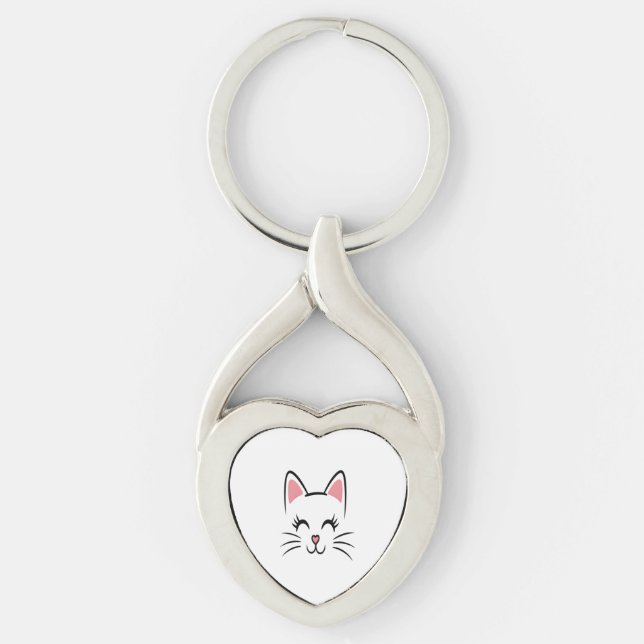 Porte-clés Chat Face Whiskers Imprimer L'Amour Halloween (Devant)