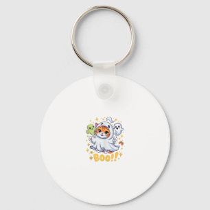 Porte-clés Chat fantôme mignon d'Halloween Boo Chat drôle BOO