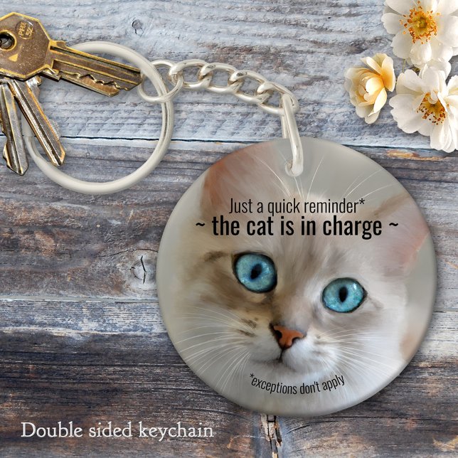 Porte-clés Chat Funny Fine Art (Keychain featuring an original fine art painting of a cute kitty)