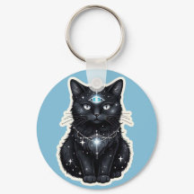 Porte-clés Chat Galaxie Mystique