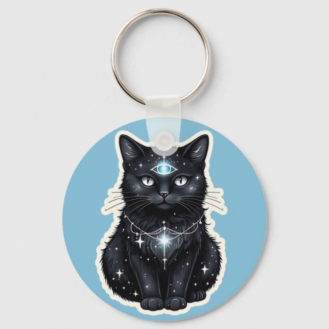 Porte-clés Chat Galaxie Mystique (Recto)