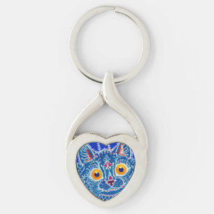 Porte-clés Chat gothique bleu