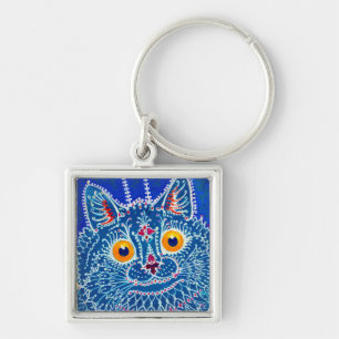 Porte-clés Chat gothique bleu
