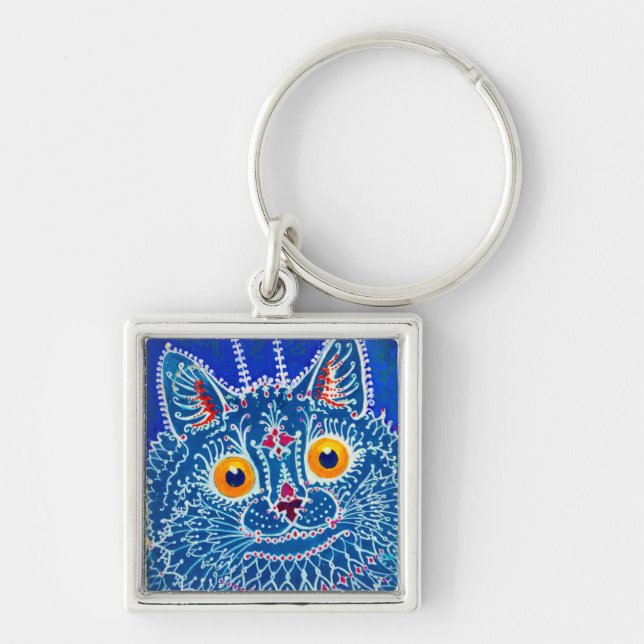 Porte-clés Chat gothique bleu (Devant)