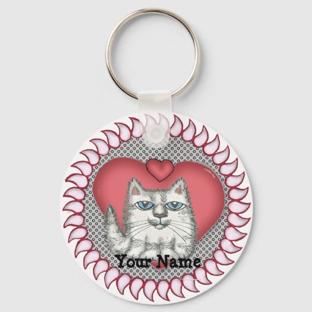 Porte-clés Chat Gras Coeur (Recto)