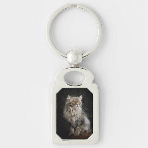 Porte-clés Chat gris duveteux