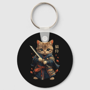 Porte-clés Chat Guerrier Japonais Samurai Chat Tattoo Kawaii