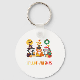 Porte-clés Chat Halloween Noël Joyeux Hallothanksmans Merci