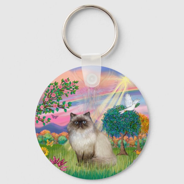 Porte-clés Chat Himalayen pointe chocolat - Ange des nuages (Recto)