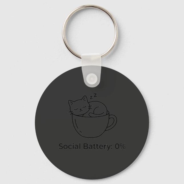 Porte-clés Chat Introverti Batterie Sociale Zéro Avant Cervea (Recto)