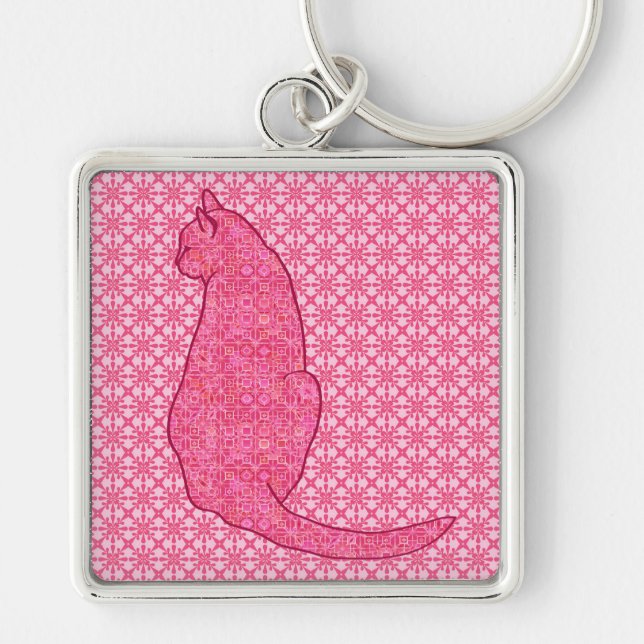 Porte-clés Chat japonais - Fuchsia Pink Batik (Devant)