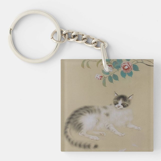 Porte-clés Chat Japonais Vintage (Devant)