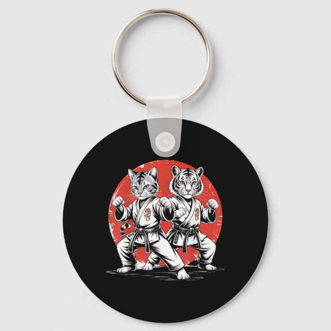 Porte-clés Chat Karaté Tigre Karategi Karaté Objets Japonais  (Recto)