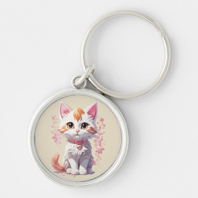 Porte-clés Chat Kawaii doux avec les grands yeux (Devant)