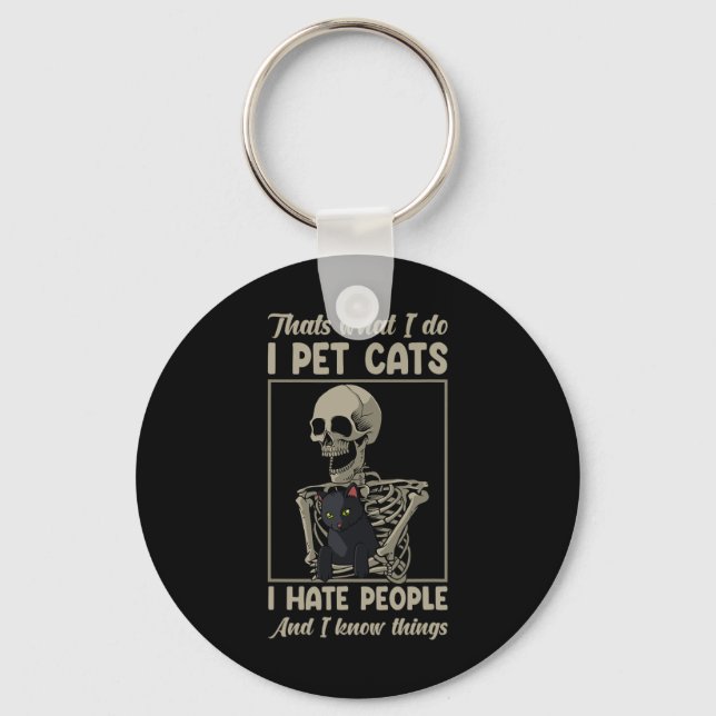 Porte-clés Chat Kitten Lover Grumpy Crâne Kitty Propriétaire  (Recto)