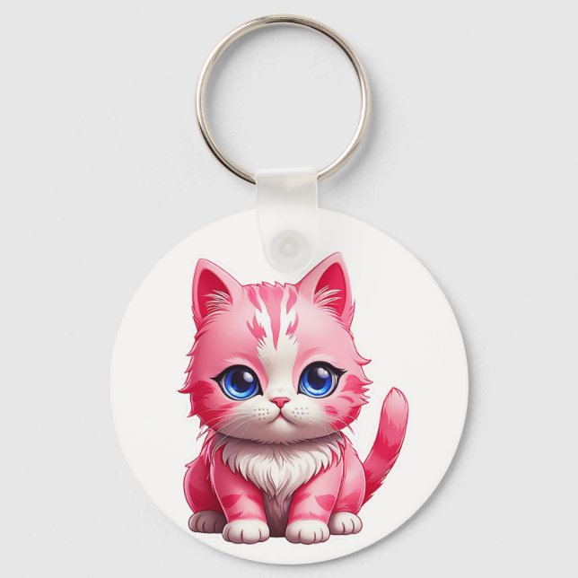 Porte-clés Chat Kitty Rose Cute (Recto)