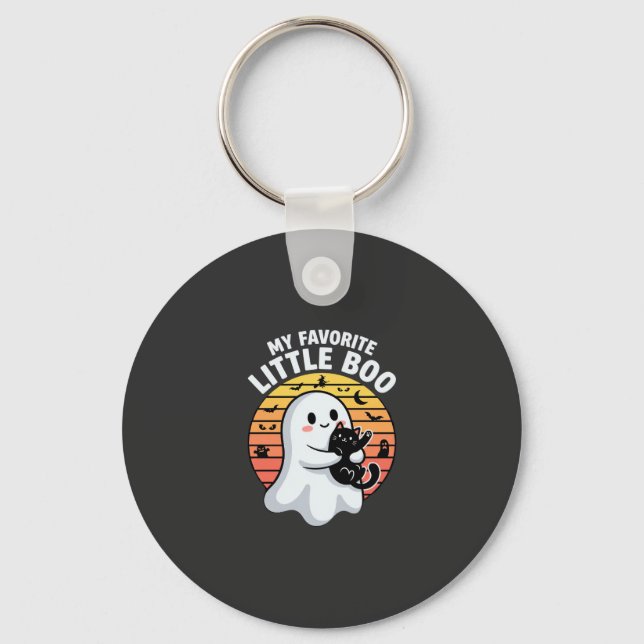 Porte-clés Chat Little Boo fantôme d'Halloween (Recto)