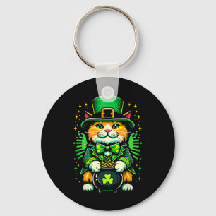 Porte-clés Chat lutin de la Saint-Patrick Chat Trèfle irlanda