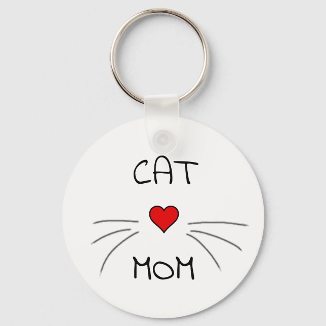 Porte-clés Chat Maman Coeur et Whiskers (Recto)