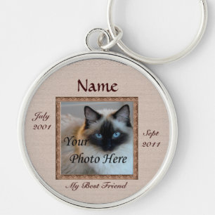 Porte-clés Chat Memorial Tones Brown Photo personnalisée Per
