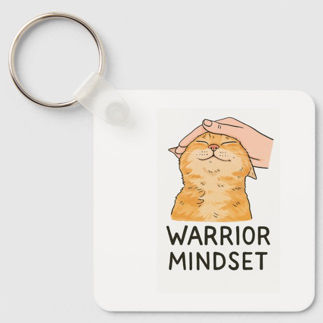 Porte-clés Chat Mentalité de Guerrier – Vibes Calm (Recto)