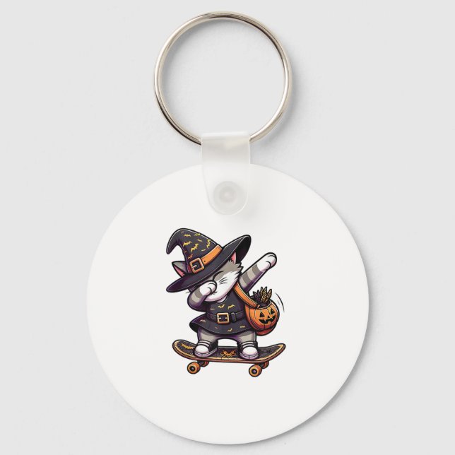 Porte-clés Chat Meow Débat Sur Skateboard Apparel Enfants Hal (Recto)