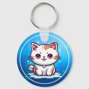 Porte-clés Chat Mignon Clipart de Style Kawaii