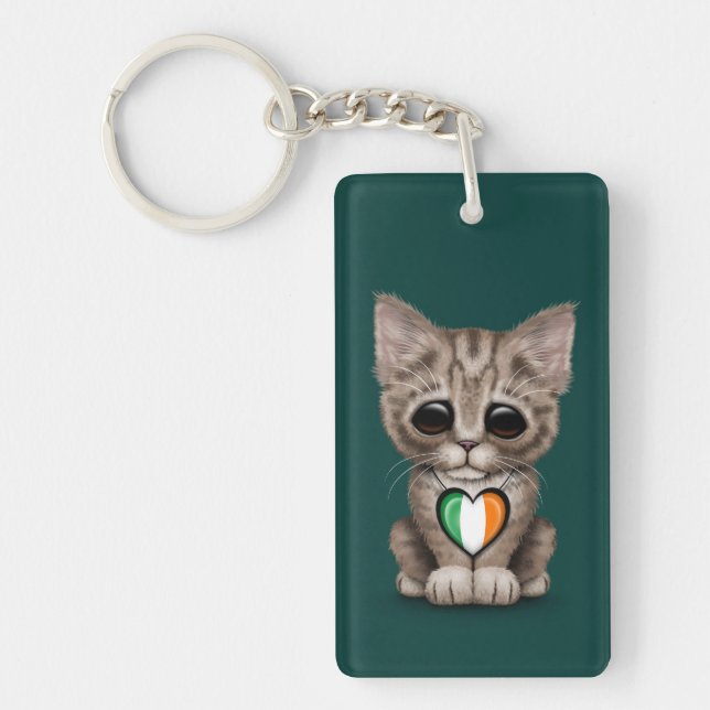 Porte-clés Chat mignon de chaton avec le coeur irlandais de (Devant)