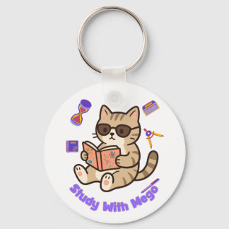 Porte-clés Chat mignon étudiant avec des lunettes de soleil d