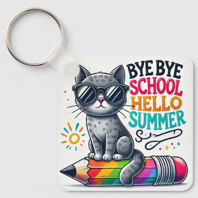Porte-clés Chat mignon sur une illustration de crayon célébra (Recto)