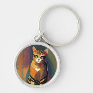 Porte-clés Chat mosaïque marocaine art abstrait portrait mino