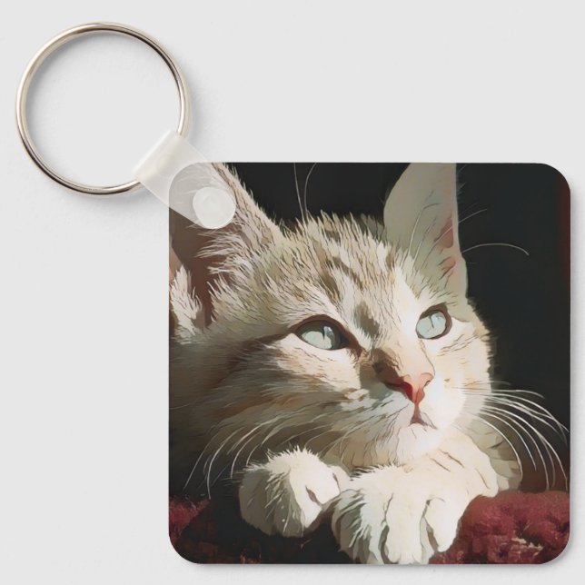 Porte-clés chat, nature, animal (Recto)