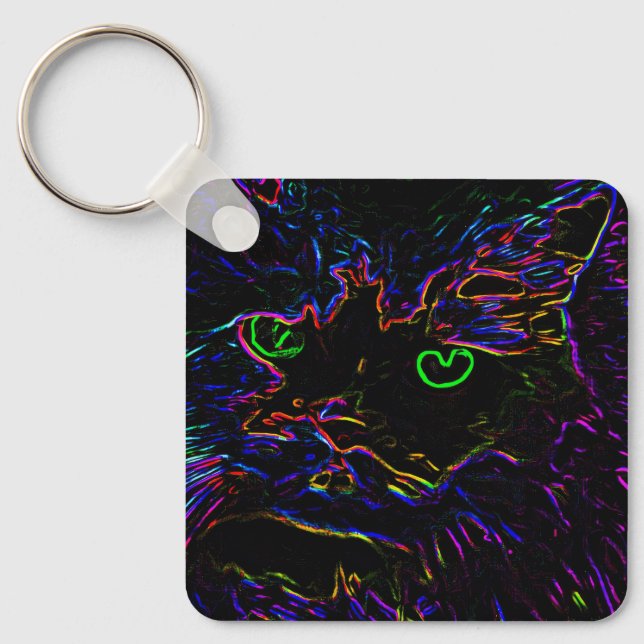 Porte-clés Chat Neon Glow (Recto)