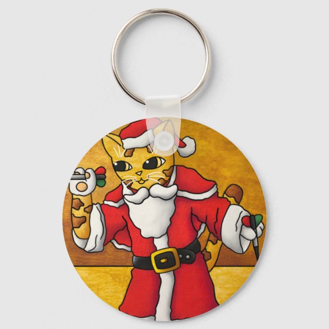 Porte-clés Chat Noël Père Noël Darts (Recto)