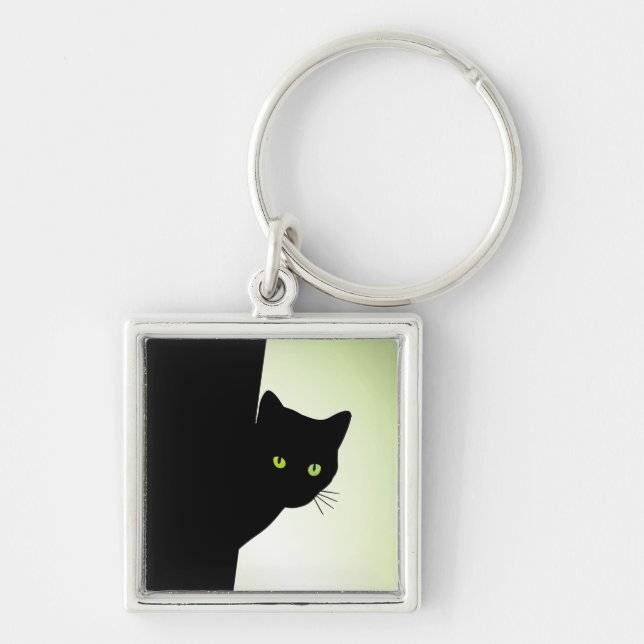 Porte-clés Chat noir à oreille verte (Devant)