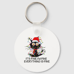 Porte-clés Chat noir amusant Ça va bien Je vais bien Tout va
