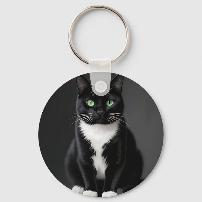 Porte-clés Chat Noir aux Yeux d'Émeraude (Recto)