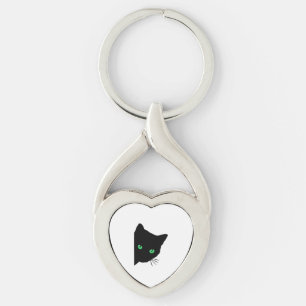 Porte-clés chat noir aux yeux verts