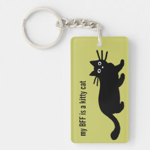 Porte-clés Chat noir avec couleur et texte personnalisables
