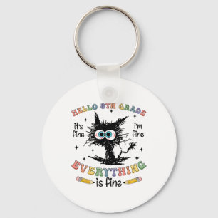 Porte-clés Chat Noir Bonjour 8e année C'est bien Je vais bien