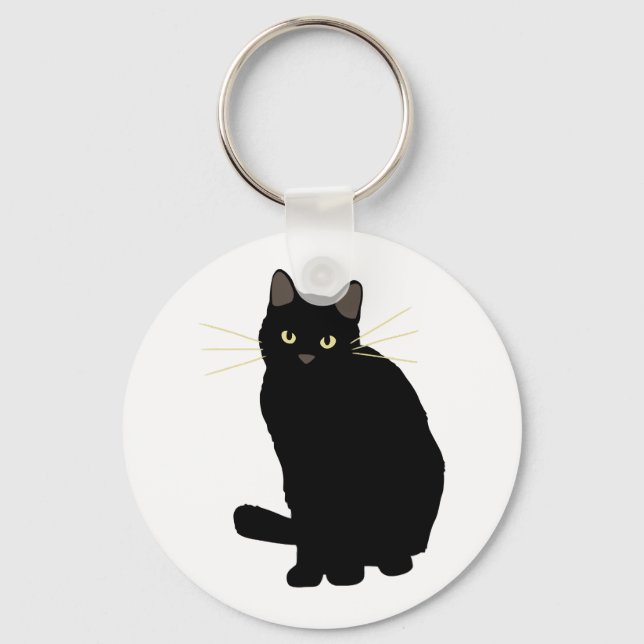Porte-clés Chat noir Dessin Cute Chat Noir Chat Maman Amoureu (Recto)