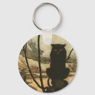 Porte-clés Chat noir d'Halloween effrayant vintage Rackham