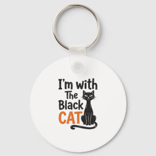 Porte-clés Chat noir drôle gravure vintage Halloween Design